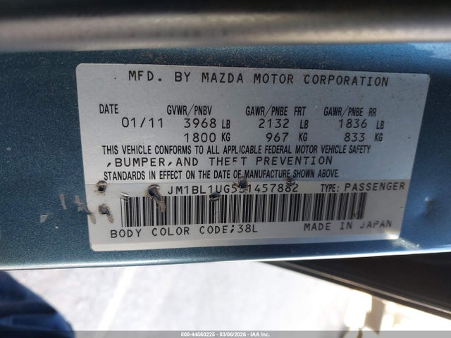 44560225 :رقم المزاد ، JM1BL1UG5B1457882 vin ، 2011 Mazda Mazda3 I Sport مزاد بيع