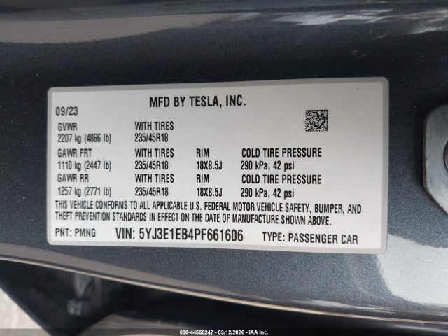 2023 TESLA MODEL 3 5YJ3E1EB4PF661606 Photo 8