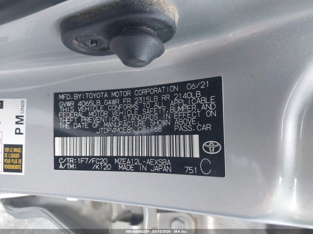 Toyota COROLLA SE 2022 JTDP4MCE8NJ081168 Image 9