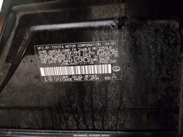 44560302 :رقم المزاد ، JTHBJ46G572127728 vin ، 2007 Lexus Es 350 مزاد بيع