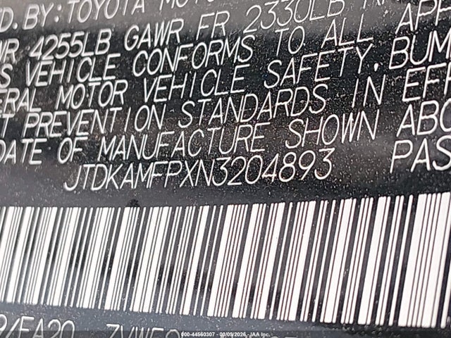 Toyota Prius Prime Xle 2022 JTDKAMFPXN3204893 Image 9