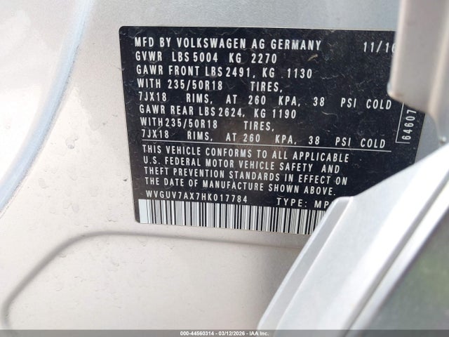 Aukcja sprzedaży 2017 Volkswagen Tiguan 2.0t Sport, vin: WVGUV7AX7HK017784, numer aukcji: 44560314