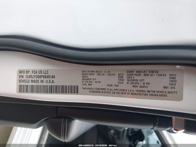 Aukcja sprzedaży 2023 Jeep Grand Cherokee 4xe Overland, vin: 1C4RJYD68P8849144, numer aukcji: 44560318