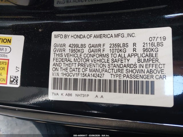 1HGCV1F15KA142427 Honda ACCORD LX