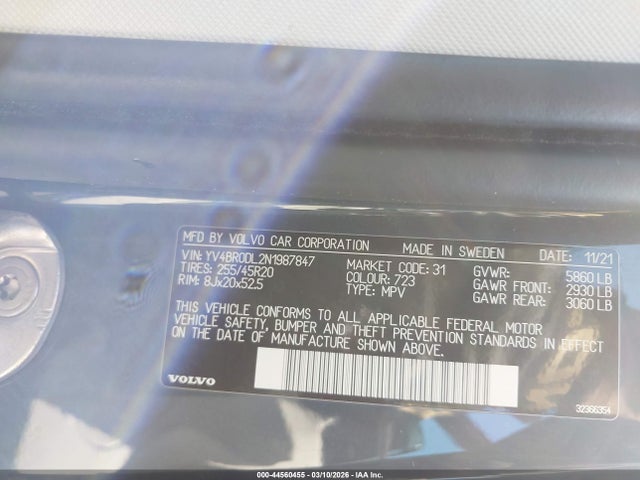 2022 VOLVO XC60 RECHARGE PLUG-IN HYBRID YV4BR0DL2N1987847 Photo 8