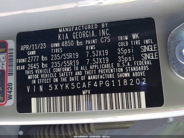 5XYK5CAF4PG118202 KIA Sportage Sx-prestige