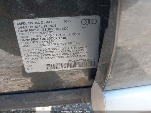 Aukcja sprzedaży 2022 Audi Q5 Premium Plus 55 Tfsi E S Line Quattro S Tronic, vin: WA1E2AFY6N2084026, numer aukcji: 44560552