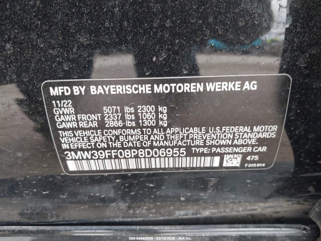Продаж на аукціоні авто 2023 Bmw 3 Series 330e, vin: 3MW39FF08P8D06955, номер лоту: 44560589