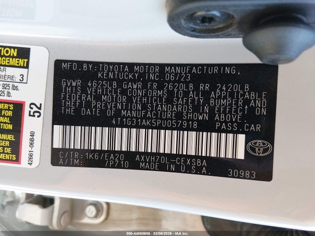 4T1G31AK5PU057918 Toyota Camry Se Hybrid