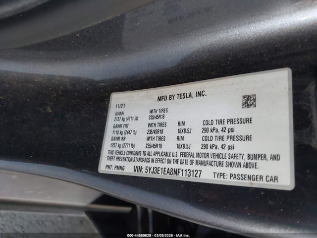 2022 TESLA MODEL 3 5YJ3E1EA8NF113127 Photo 8