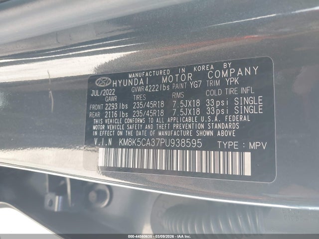 2023 HYUNDAI KONA KM8K5CA37PU938595 Photo 8