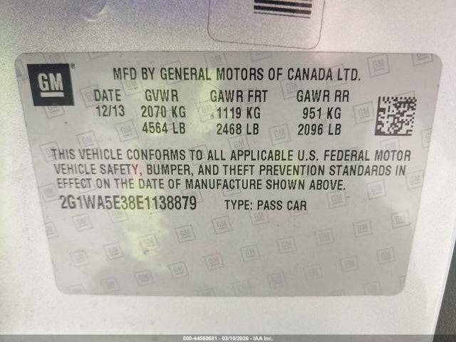 Chevrolet Impala Limited Ls 2014 2G1WA5E38E1138879 Image 9