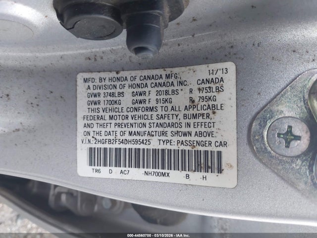 Aukcja sprzedaży 2013 Honda Civic Lx, vin: 2HGFB2F54DH595425, numer aukcji: 44560700