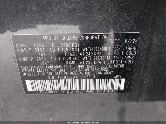 4S4BTGLD1R3136913 Subaru Outback Onyx Edition Xt
