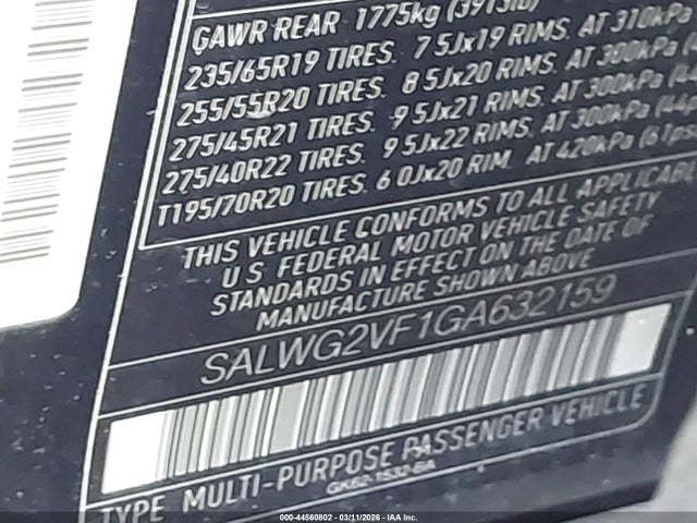 SALWG2VF1GA632159 Land Rover Range Rover Sport 3.0l V6 Supercharged Se