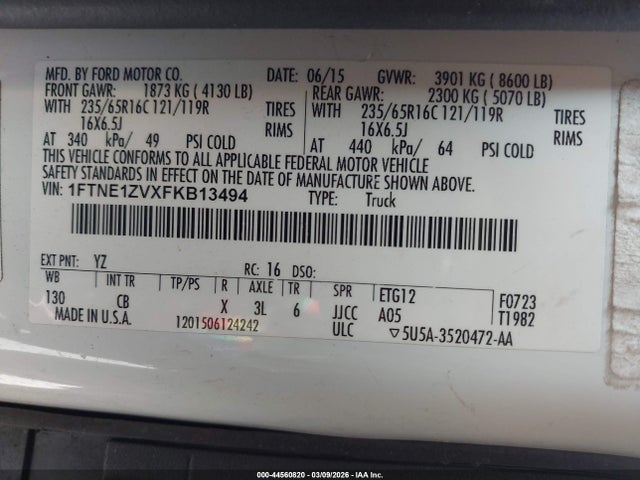 1FTNE1ZVXFKB13494 Ford Transit-150