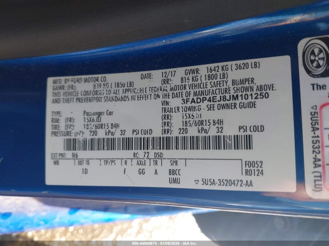 Ford FIESTA SE 2018 3FADP4EJ8JM101250 Image 9