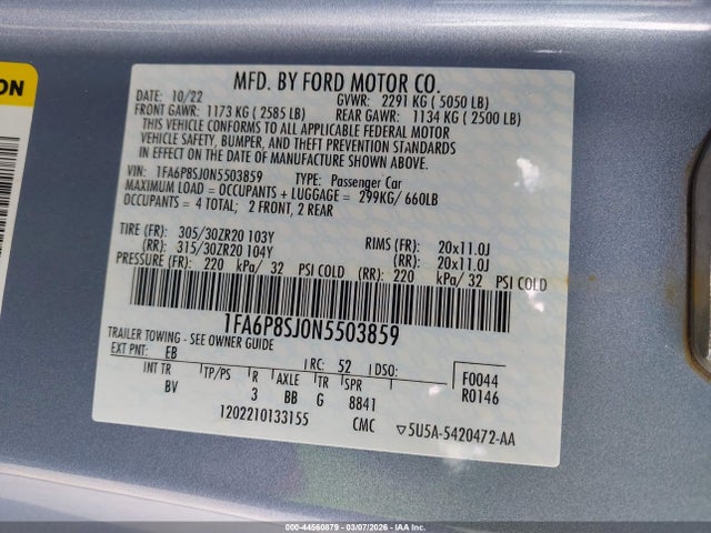 2022 FORD MUSTANG 1FA6P8SJ0N5503859 Photo 8