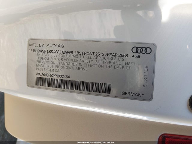 2019 AUDI A5 WAUYNGF52KN002464 Photo 8