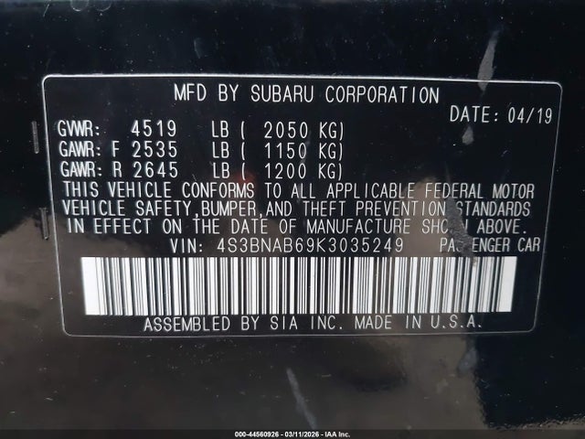 4S3BNAB69K3035249 Subaru Legacy 2.5i