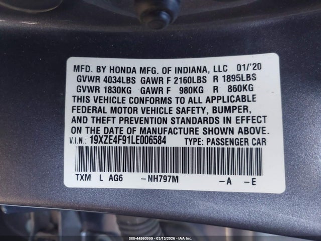 19XZE4F91LE006584 Honda Insight Touring
