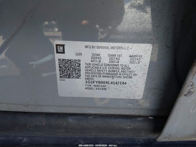 1G1FY6S0XL4147144 Chevrolet Bolt Ev Fwd Lt