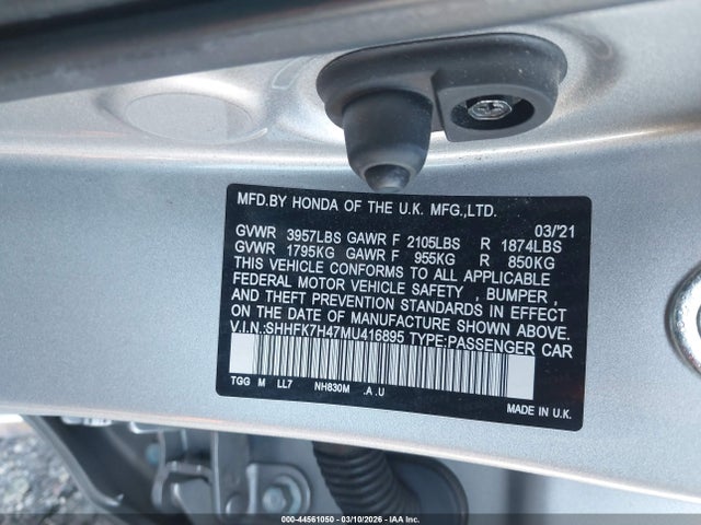 SHHFK7H47MU416895 Honda Civic Sport