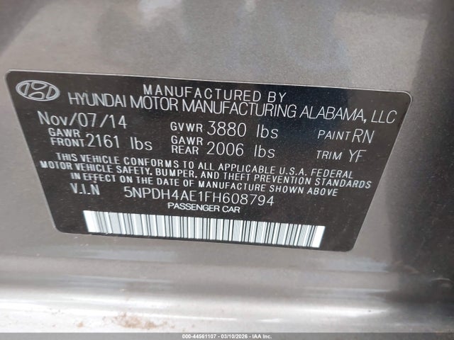 2015 HYUNDAI ELANTRA 5NPDH4AE1FH608794 Photo 8