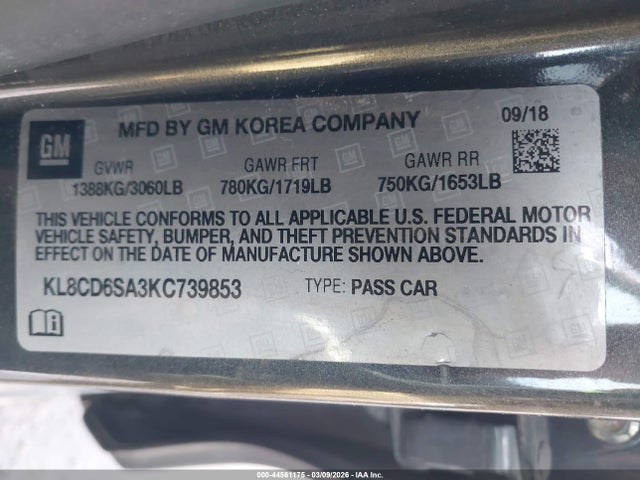 Chevrolet Spark 1lt Cvt 2019 KL8CD6SA3KC739853 Image 9
