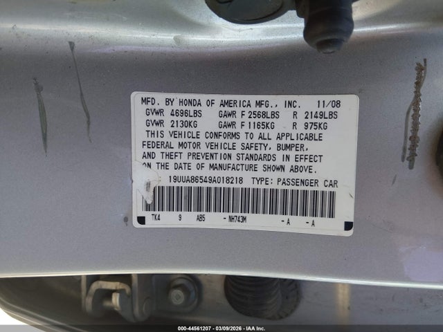 2009 ACURA TL 19UUA86549A018218 Photo 8