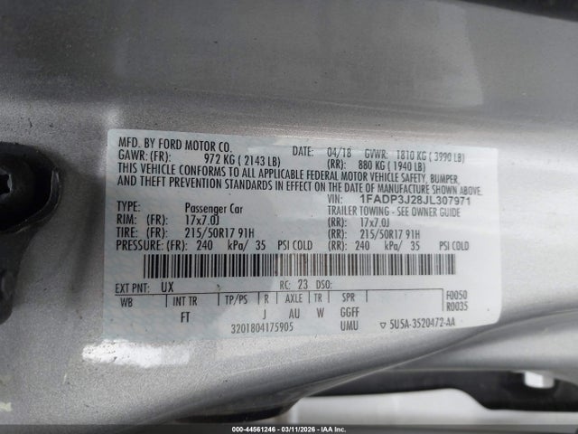 2018 FORD FOCUS 1FADP3J28JL307971 Photo 8