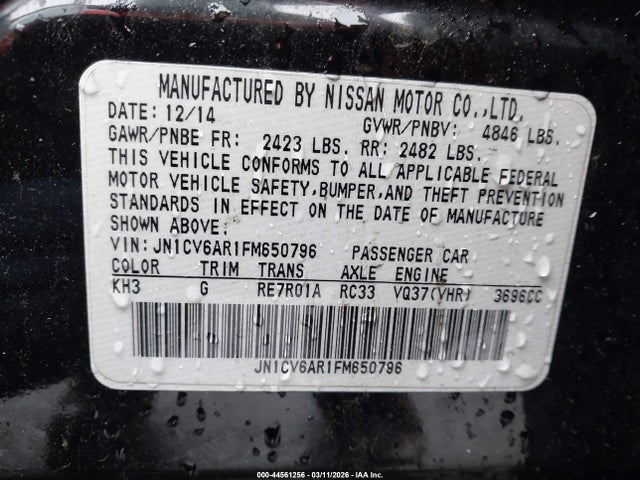 JN1CV6AR1FM650796 Infiniti Q40