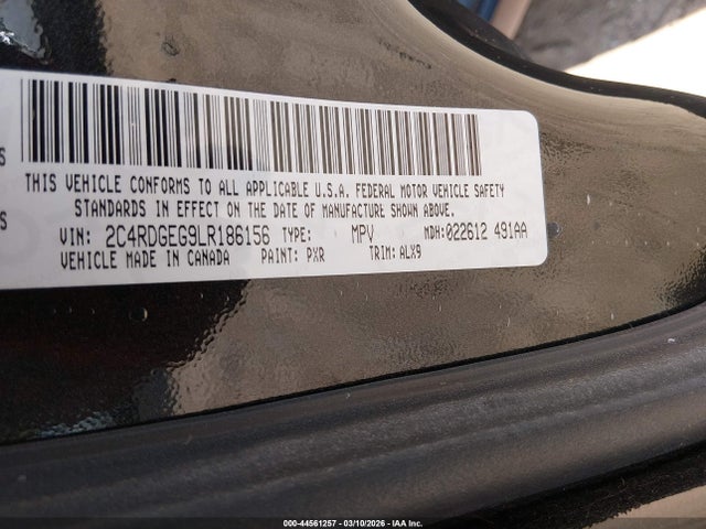 2C4RDGEG9LR186156 Dodge Grand Caravan Gt