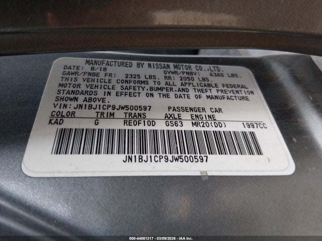 JN1BJ1CP9JW500597 Nissan Rogue Sport S