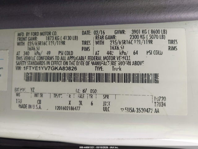 1FTYE1YV7GKA80826 Ford Transit-150