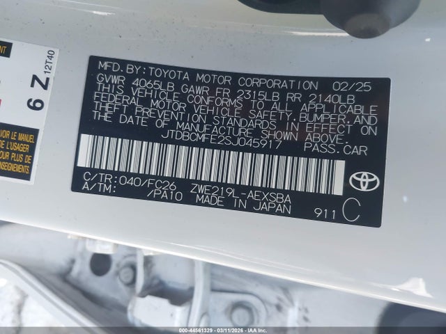 JTDBCMFE2SJ045917 Toyota Corolla Hybrid Se