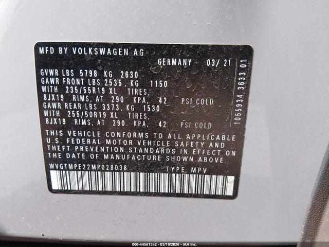 2021 VOLKSWAGEN ID.4 WVGTMPE22MP028038 Photo 8