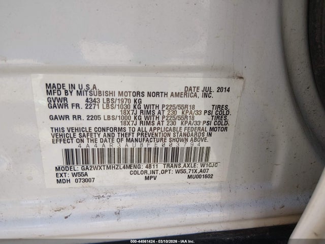 2015 MITSUBISHI OUTLANDER SPORT 4A4AR3AU8FE003794 Photo 8