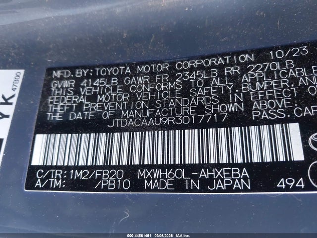 JTDACAAU9R3017717 Toyota Prius Le