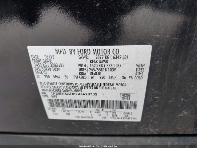 1FM5K8AR8GGA28735 Ford Utility Police Interceptor