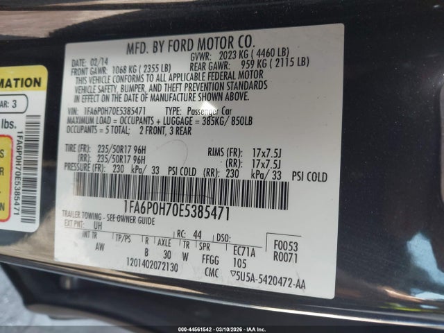 Продаж на аукціоні авто 2014 Ford Fusion Se, vin: 1FA6P0H70E5385471, номер лоту: 44561542