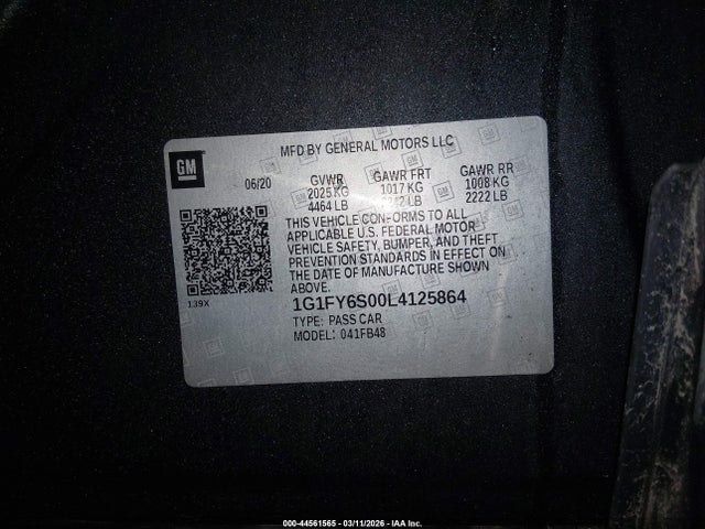 1G1FY6S00L4125864 Chevrolet Bolt Ev Fwd Lt