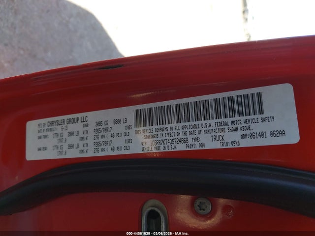 44561638 :رقم المزاد ، 1C6RR7KT4DS724868 vin ، 2013 Ram 1500 Tradesman مزاد بيع