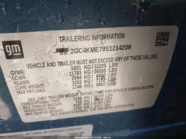 44561648 :رقم المزاد ، 2GC4KME79S1214209 vin ، 2025 Chevrolet Silverado 2500hd 4wd  Standard Bed Custom مزاد بيع