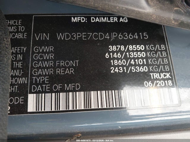 2018 MERCEDES-BENZ SPRINTER 2500 WD3PE7CD4JP636415 Photo 8
