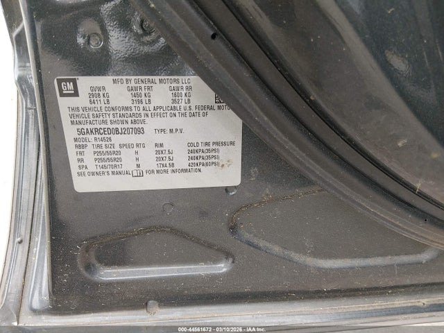 Продажа на аукционе авто 2011 Buick Enclave 2xl, vin: 5GAKRCED0BJ207093, номер лота: 44561672