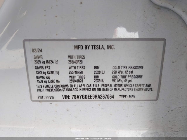 7SAYGDEE9RA267064 Tesla Model Y Long Range Dual Motor All-wheel Drive