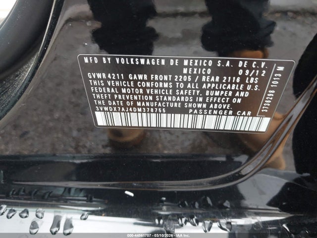 Продаж на аукціоні авто 2013 Volkswagen Jetta Se, vin: 3VWDX7AJ4DM378755, номер лоту: 44561707
