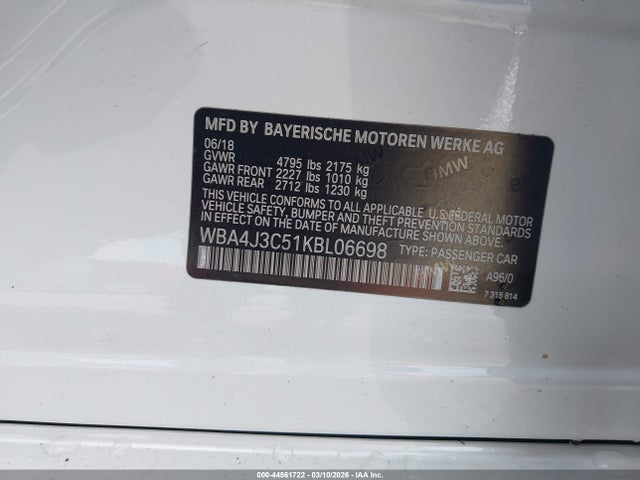 2019 BMW 430I GRAN COUPE WBA4J3C51KBL06698 Photo 8