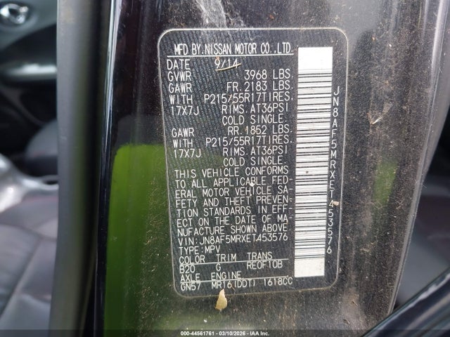 Nissan Juke Sl 2014 JN8AF5MRXET453576 Image 9